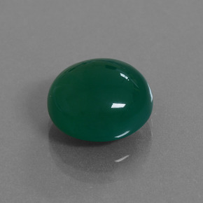 8.77캐럿 천연 중간 짙은 녹색 아게이트, 타원형 컷, 13.4×12.3 mm, 투명한