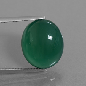 8.32캐럿 천연 그린 아게이트, 타원형 컷, 13×12.3 mm, 투명한