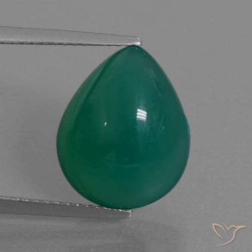 7.72ct 자연스러운 미디엄 그린 마노, 배 모양, 투명한
