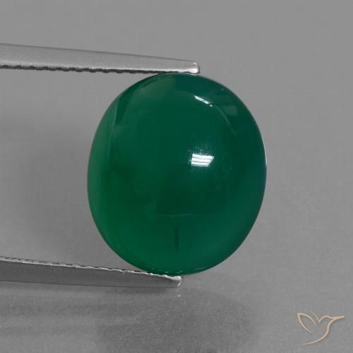 7.27ct 자연스러운 녹색 마노, 타원형, 투명한