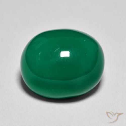 9.31ct 자연스러운 미디엄 그린 마노, 타원형, 투명한