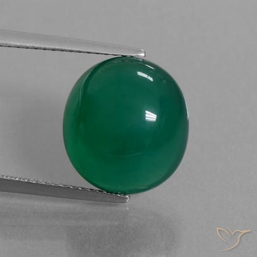 9.19ct 자연스러운 미디엄 그린 마노, 타원형, 투명한