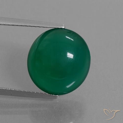 8.59ct 자연스러운 중간 짙은 녹색 마노, 타원형, 투명한