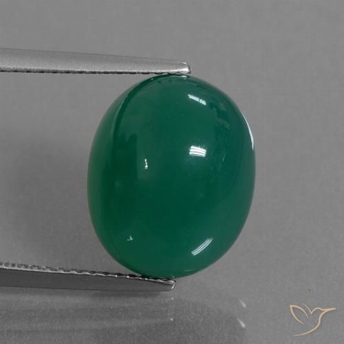 8.50ct 자연스러운 녹색 마노, 타원형, 투명한