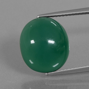 8.22캐럿 천연 노란빛 그린 아게이트, 타원형 컷, 13.8×12.1 mm, 투명한