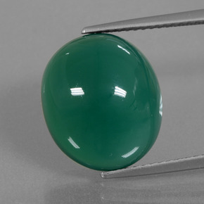 10.07캐럿 천연 포레스트 그린 아게이트, 타원형 컷, 14.6×12.6 mm, 투명한