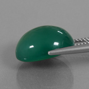 10.07캐럿 천연 포레스트 그린 아게이트, 타원형 컷, 14.6×12.6 mm, 투명한