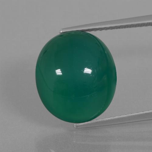 10.07캐럿 천연 그린 아게이트, 타원형 컷, 14.3×12.6 mm, 투명한
