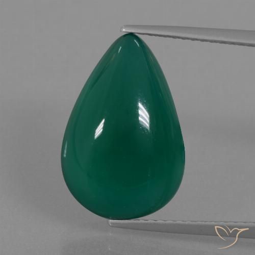 8.47ct 자연스러운 중간 짙은 녹색 마노, 배 모양, 투명한