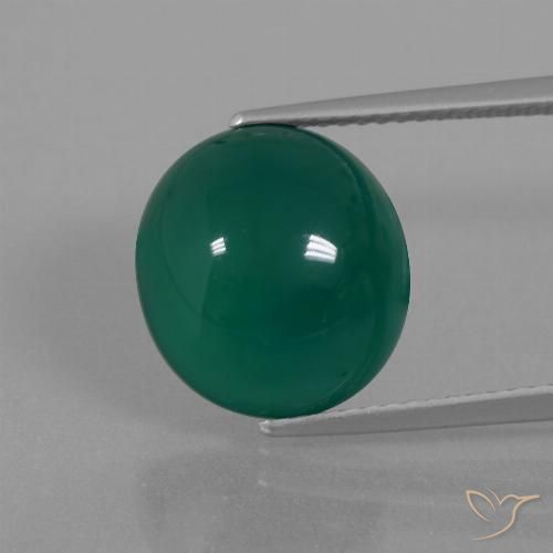 7.87ct 자연스러운 중간 짙은 녹색 마노, 타원형, 투명한