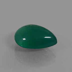 6.75캐럿 천연 중간 짙은 녹색 아게이트, 배 모양, 14.7×11.1 mm, 투명한