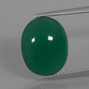 7.34캐럿 천연 미디엄 그린 아게이트, 타원형 컷, 13.9×11.2 mm, 투명한