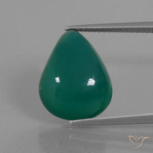 9.48ct 자연스러운 미디엄 그린 마노, 배 모양, 투명한