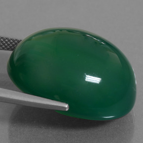 35.01캐럿 천연 그린 아게이트, 타원형 컷, 22.7×18.4 mm, 투명한