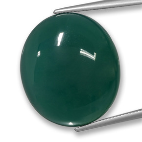 42.59캐럿 천연 쿨 그린 아게이트, 타원형 컷, 26.6×23.2 mm, 투명한