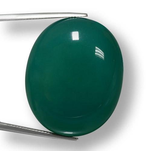 78.98캐럿 천연 다크 그린 아게이트, 타원형 컷, 33.5×27.4 mm, 투명한