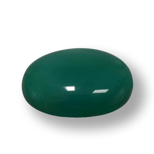 78.98캐럿 천연 다크 그린 아게이트, 타원형 컷, 33.5×27.4 mm, 투명한