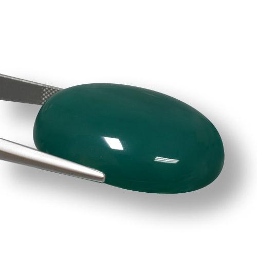 78.98캐럿 천연 다크 그린 아게이트, 타원형 컷, 33.5×27.4 mm, 투명한