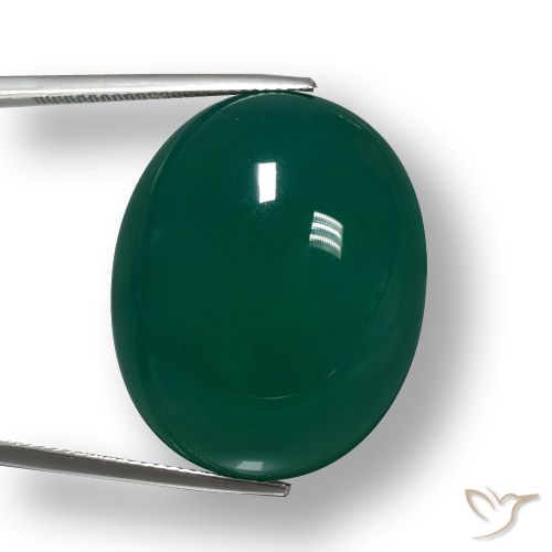 48.61ct 자연스러운 쿨 그린 마노, 타원형, 투명한