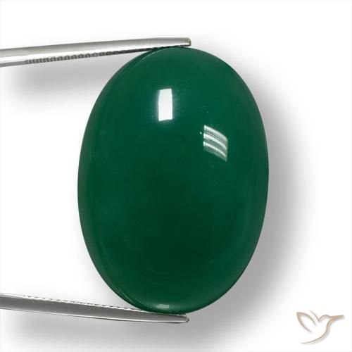 55.68ct 자연스러운 미디엄 그린 마노, 타원형, 투명한