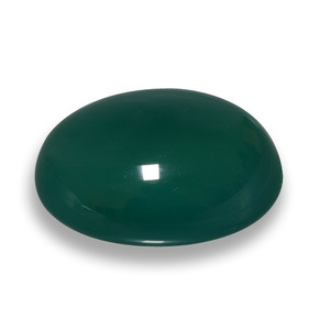75.23캐럿 천연 다크 그린 아게이트, 타원형 컷, 30.5×24.5 mm, 투명한