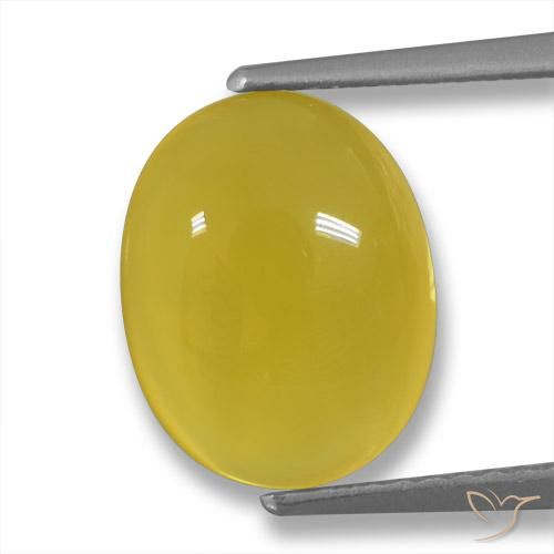 3.48ct 자연스러운 미디엄 옐로우 마노, 타원형, 투명한
