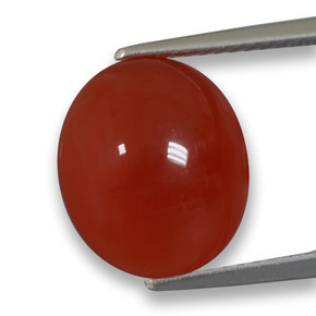5.87캐럿 천연 립스틱 레드 아게이트, 타원형 컷, 12.3×10.6 mm, 투명한