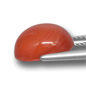 5.38캐럿 천연 주황색 마노, 타원형 컷, 투명한