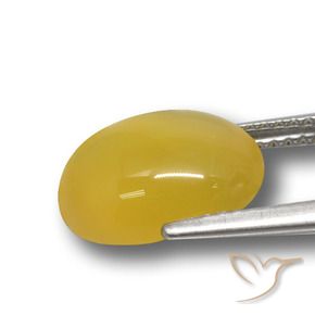 4.28캐럿 천연 딥 옐로우 마노, 타원형 컷, 투명한