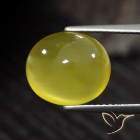 5.44캐럿 천연 미디엄 라이트 옐로우 마노, 타원형, 투명한