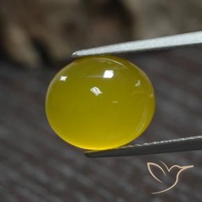 4.39캐럿 천연 미디엄 라이트 옐로우 마노, 타원형 컷, 투명한