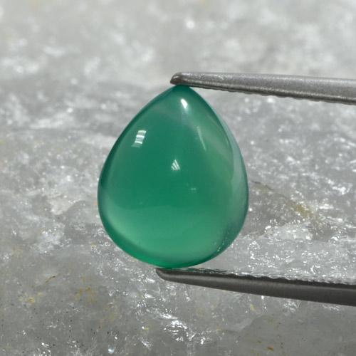 1.97캐럿 천연 쿨 그린 아게이트, 배 모양, 9.4×7.9 mm, 투명한