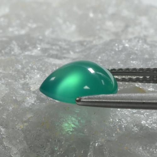 1.97캐럿 천연 쿨 그린 아게이트, 배 모양, 9.4×7.9 mm, 투명한