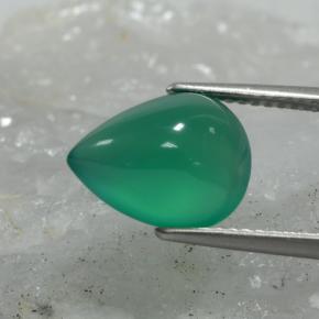 3.74캐럿 천연 미디엄 그린 아게이트, 배 모양, 11.9×9.3 mm, 투명한