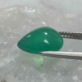 3.74캐럿 천연 미디엄 그린 아게이트, 배 모양, 11.9×9.3 mm, 투명한