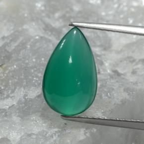 2.74캐럿 천연 미디엄 그린 아게이트, 배 모양, 12.9×8.1 mm, 투명한