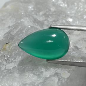 2.74캐럿 천연 미디엄 그린 아게이트, 배 모양, 12.9×8.1 mm, 투명한
