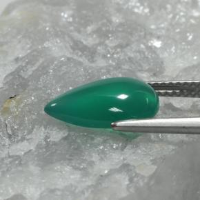 2.74캐럿 천연 미디엄 그린 아게이트, 배 모양, 12.9×8.1 mm, 투명한