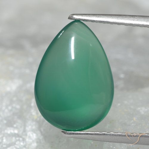 3.00ct 자연스러운 쿨 그린 마노, 배 모양, 투명한