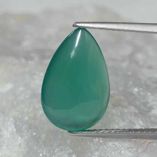 4.40ct 자연스러운 쿨 그린 마노, 배 모양, 투명한