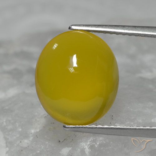 5.95ct 자연스러운 미디엄 옐로우 마노, 타원형, 투명한