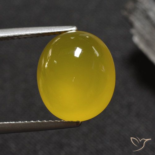 5.84ct 자연스러운 미디엄 옐로우 마노, 타원형, 투명한