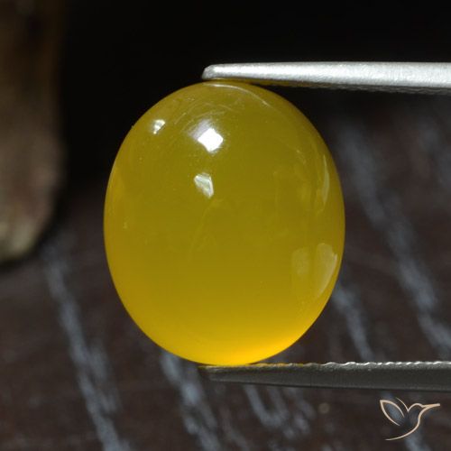 5.94ct 자연스러운 허니 옐로우 마노, 타원형, 투명한