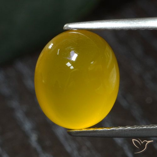 3.72ct 자연스러운 허니 옐로우 마노, 타원형, 투명한