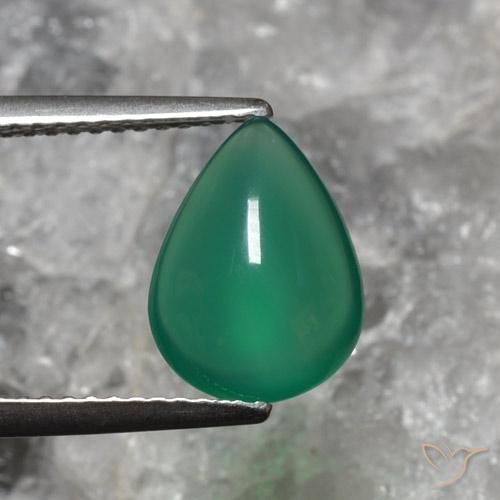 2.40ct 자연스러운 포레스트 그린 마노, 배 모양, 투명한