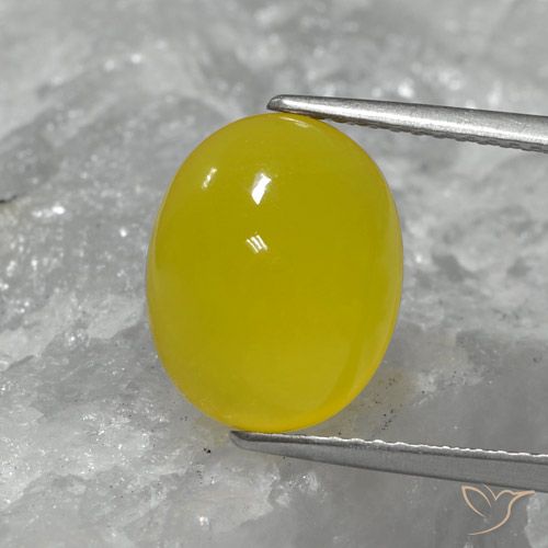 4.68ct 자연스러운 미디엄 라이트 옐로우 마노, 타원형, 투명한