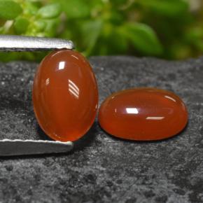 1.38캐럿 천연 미디엄 오렌지 아게이트 보석, 타원형 컷, 7×5 mm, 투명한