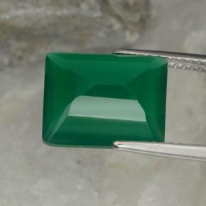 5.08캐럿 천연 그린 아게이트, 에메랄드 컷, 12.2×9.9 mm, 투명한