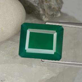 3.79캐럿 천연 포레스트 그린 아게이트, 에메랄드 컷, 11.1×9.1 mm, 투명한