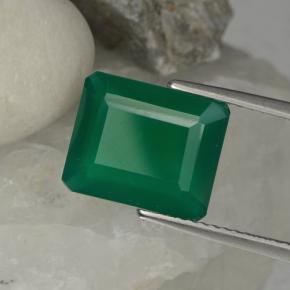 3.79캐럿 천연 포레스트 그린 아게이트, 에메랄드 컷, 11.1×9.1 mm, 투명한